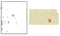 Location within Butler County and Kansas