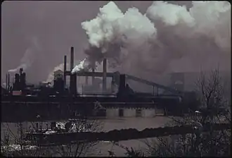 EPA photo showing the factory with barges in the Monongahela. April 1973.