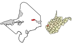 Location of Milton in Cabell County, West Virginia.