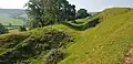 Westerly earthworks and rampart defences Cadbury Castle hill fort