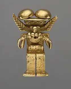 Animal-headed figure pendant; 1st–7th century; gold; height: 6.35&nbsp;cm (21⁄2 in.); Yotoco stage; Metropolitan Museum of Art (New York City)