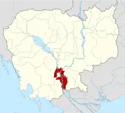 Map of Cambodia highlighting Kandal province