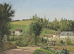 Camille Pissarro, 1872, Hameau aux environs de Pontoise, oil on canvas, 54 × 74&nbsp;cm, private collection