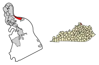 Location of Silver Grove in Campbell County, Kentucky.