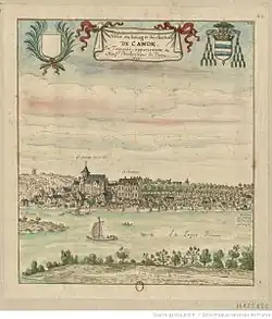 Candes and its collegiate church in 1699.