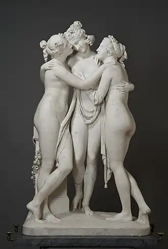 The Three Graces; by Antonio Canova; 1813–1816; marble; height: 1.82 m; Hermitage Museum, Saint Petersburg, Russia[48]