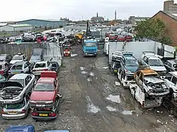 A car dismantling yard in Grimsby, England