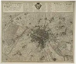 Map of Paris and its vicinity c.&nbsp;1735, by Jean Delagrive (1689–1757). (BNF Gallica)