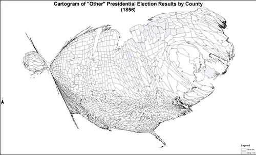 Cartogram of "Other" presidential election results by county