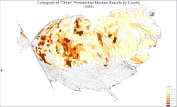 Cartogram of "other" presidential election results by county