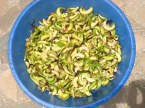 Cashew sprouts are eaten raw or cooked.