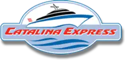Logo of Catalina Express, a stylized, cartoon ferry, on an oval background.