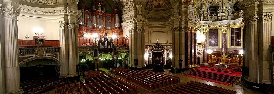 Inside Berlin Cathedral at night