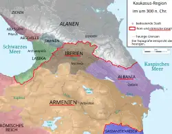 Map of the Caucasus region at the beginning of the fourth century