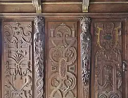 Detail of the woodwork of the Quatrains' cabinet