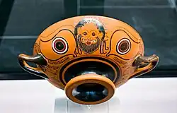 Fig. 16. Bearded snake-haired gorgoneion; kylix eye-cup, Munich, Staatliche Antikensammlungen 2027 (second half of the sixth&nbsp;century&nbsp;BC)[88]