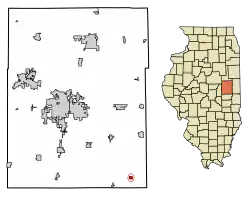 Location of Broadlands in Champaign County, Illinois.