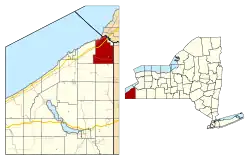 Location within Chautauqua County and New York state