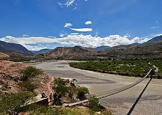 Footbridge across Mantaro River in Chaypara, La Merced District
