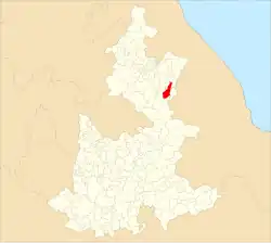 Location of the municipality in Puebla