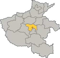 Location of Xuchang City jurisdiction in Henan
