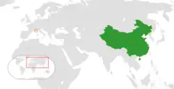 Map indicating locations of China and Monaco