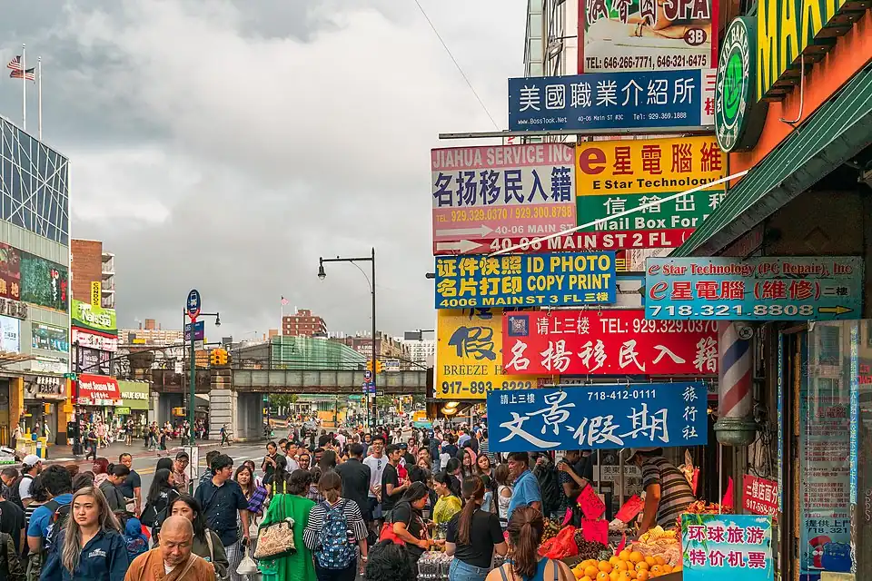 Many shop signs in Chinese alphabets