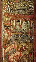 Scene in a Chinese pavilion, Tomb of An Jia, 579 CE.