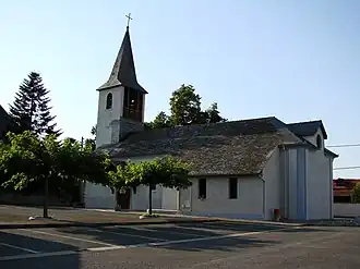 Church and village square in the center of the town