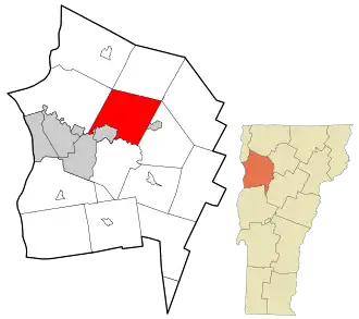 Location in Chittenden County and the state of Vermont.