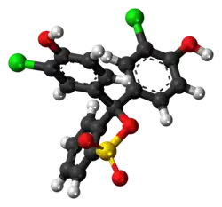Ball-and-stick model of the chlorophenol red molecule in cyclic form