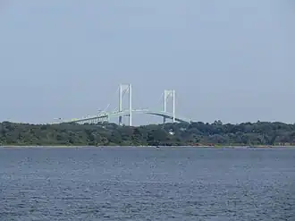 The bridge viewed from across Conanicut Island