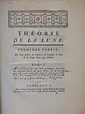 First page of "Théorie de la Lune & Tables de la Lune"