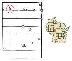 Location of Thorp in Clark County, Wisconsin.