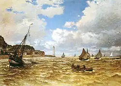 Mouth of the Seine at Honfleur, 1865, Norton Simon Foundation, Pasadena, California; indicates the influence of Dutch maritime painting.[66]