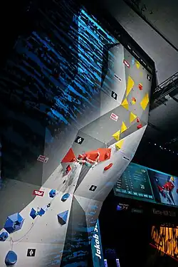 The indoor climbing wall of the 2018 World Championships