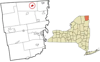 Location in Clinton County and the state of New York.