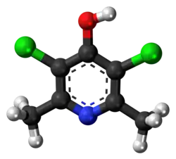 Ball-and-stick model of the clopidol molecule