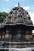 Close up of Sadashiva temple with Hoysala nagara shrine and superstructure (Hoysala adaptation of nagara style of architecture) at Nuggehalli
