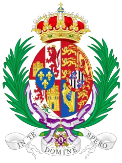 Coat of arms of Victoria Eugenie of Battenberg as Queen Consort of Spain