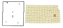 Location within Coffey County and Kansas