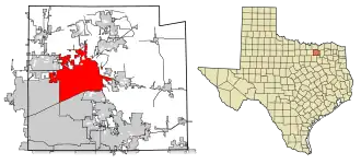 Location of McKinney in Collin County, Texas