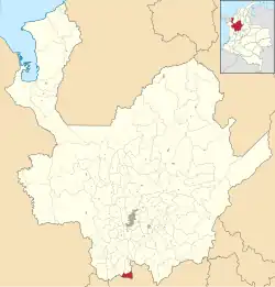 Location of the municipality and town of Caramanta in the Antioquia Department of Colombia