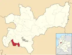 Location of the municipality and town of Chinchiná, Caldas in the Caldas Department of Colombia.