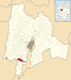 Location of the town of Arbaláez in the Department of Cundinamarca, Colombia