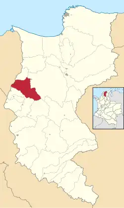 Location of the municipality and town of El Piñón in the Department of Magdalena.