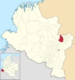 Location of the municipality and town of San Lorenzo, Nariño in the Nariño Department of Colombia.