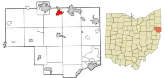 Location of Leetonia in Columbiana County, Ohio.