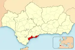 Location of Costa del Sol Occidental in Andalusia, Spain