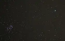 C/2014 Q2 and the Pleiades star cluster, 19 January 2015, with a DSLR